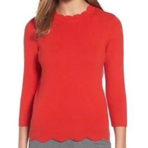 Nordstrom Halogen Medium Red Top 3/4” Sleeves